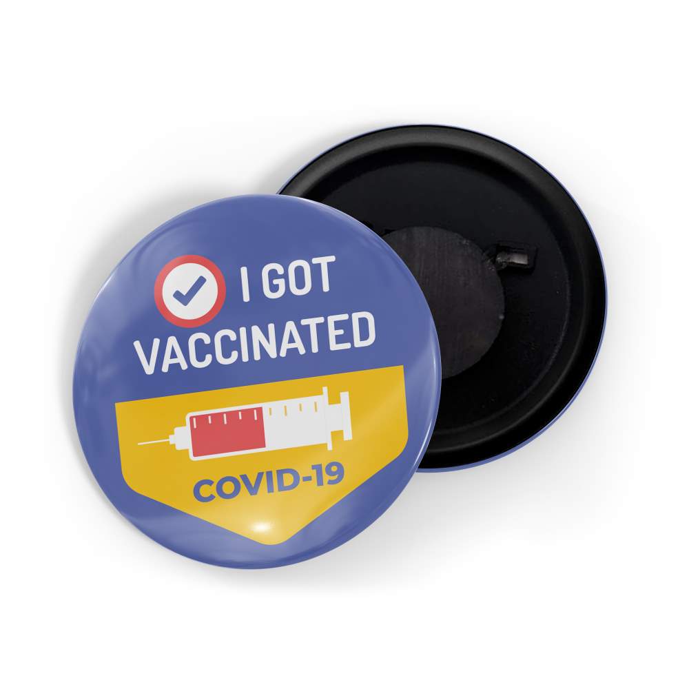 dhcrafts Fridge Magnet Blue I Got Vaccinated 12 (Pack of 1) Glossy Finish Design Pack of 1 (5.8cm)